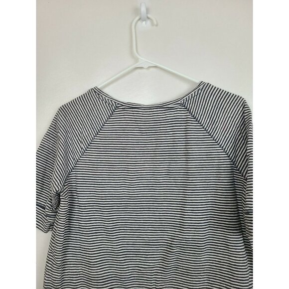 LOFT Women Gray Lovely Embroidery Striped Vintage Soft Sweatshirt Tee Medium - Picture 5 of 7